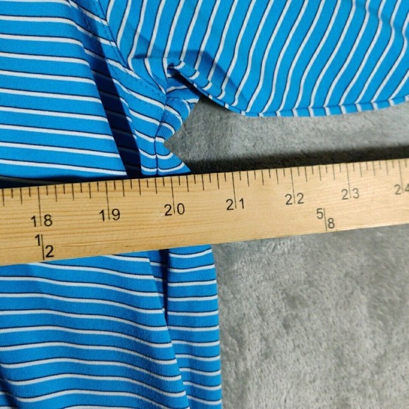 Bobby Jones Shirt Mens Large Blue Striped Golf Performance‎ Polo Short Sleeve - Picture 10 of 11